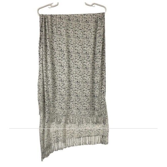 Skunkfunk Scarf Faces Fringe Lightweight Breathable Sustainable Y2K 66” Length - Picture 5 of 10